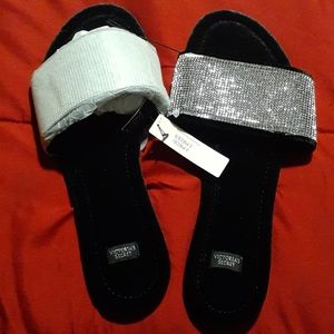 Victoria secret silver slippers.